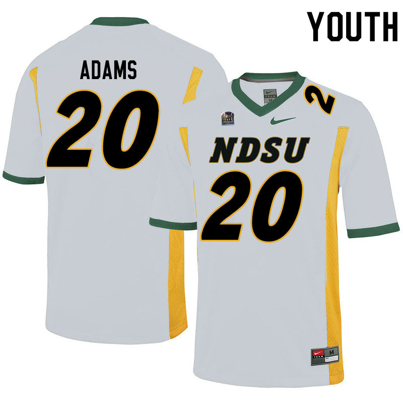 Youth #20 Adrian Adams North Dakota State Bison College Football Jerseys Sale-White - Click Image to Close